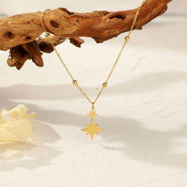 Gold Necklace With Star Pendants