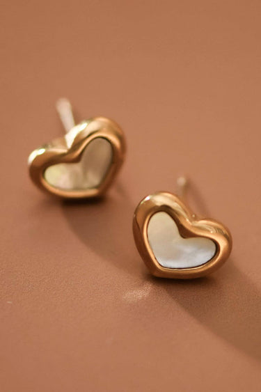18K Gold Plated Waterproof Stainless Steel Stud Earrings 7912 displayed vertically on a neutral background