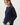 CHUNKY CABLE KNIT SWEATER WITH ACCENT DETAIL - L / Navy - Sweater
