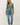Full length view of model wearing purple [NEW COLOR] Ribbed Crewneck Cardigan in green