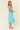 Two Tone Floral Button-Down Bodice Midi Dress in turquoise side view