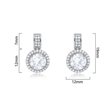 Cubic Zirconia Round Halo Dangles