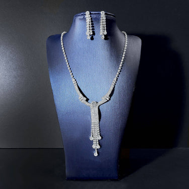 Round Rhinestone Drop Necklace & Earring Set