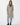 Herringbone Long Sleeve Button Front Coatigan - S / Taupe/Cream - Coatigan