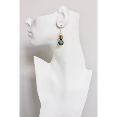 Turquoise and brass bauble earrings