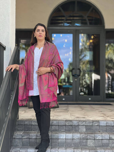 Fuschia Jamawar Pashmina