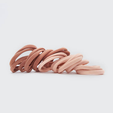 Eco-Friendly Nylon Elastics 20pc set - Blush displayed in soft pink shades on a light background.