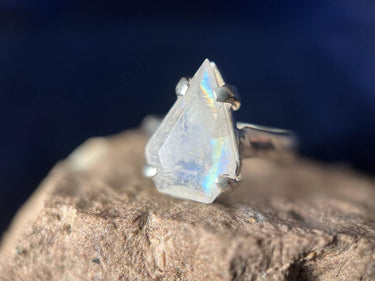 MOONSTONE SHIELD STERLING SILVER RING