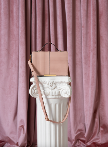 ADRIANA Top Handle Stripe Embossed Flap Crossbody Bag