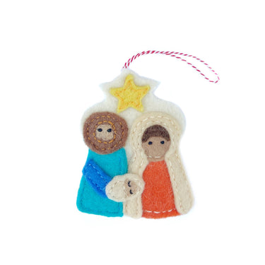 Nativity Felt Wool Christmas Ornament on white background