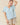 Jacquard V-Neck Dolman Short Sleeve Oversized Top in light blue front view
