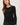 Ribbed Button Up Cardigan in black close-up front view