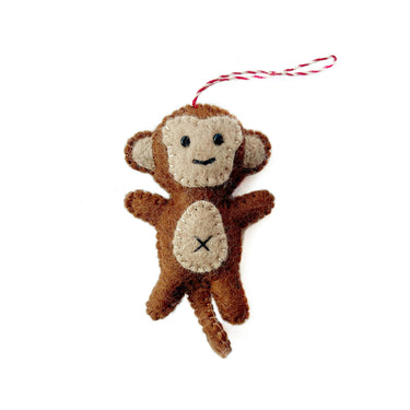 Monkey Felt Wool Christmas Ornament