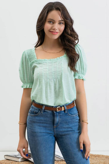 DOTTED SQUARE NECK TOP