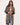 Patchwork Jacquard Open Front Hoodie Cardigan - Taupe/Black / S - Sweater Coat