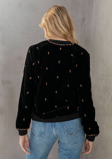 Velvet Beaded Bomber Jacket - Jacket