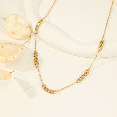 Half Chain Half Link Gold Necklace