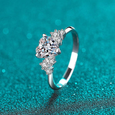 Heart Moissanite Engagement Ring in 925 Sterling Silver