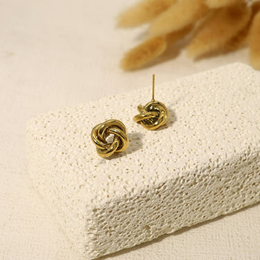 Golden Circular Small Knot Earrings