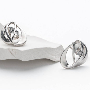 Sterling Silver Interlocking Open Teardrop Earrings