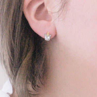 Unicorn earrings - silver and crystal