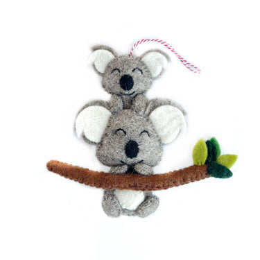 Koala Mom and Baby Felt Wool Christmas Ornament