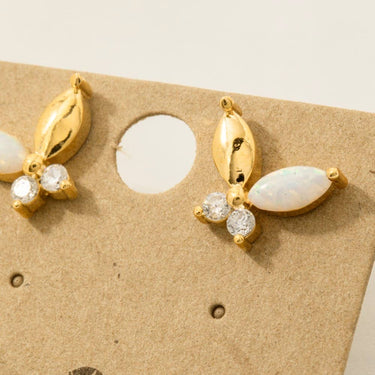Gold Dipped Opal Butterfly Stud Earrings - G - Studs