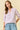 Striped Puff Sleeve Pullover Top in lavender full-length view