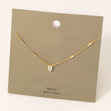Oval Rhinestone Pendant Chain Necklace