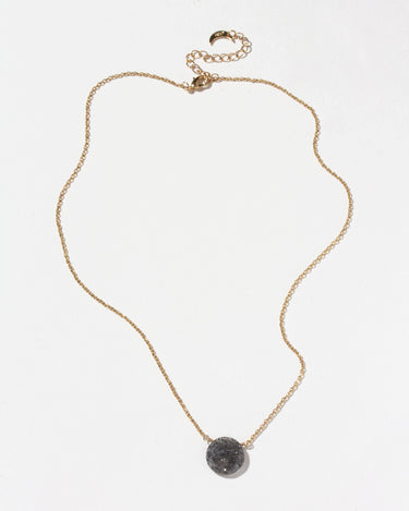 Gem in the Moon Gemstone Necklace- Black Sunstone featuring a black sunstone on a gold-plated chain.