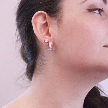 Moon earrings - Rose Gold and Crystal