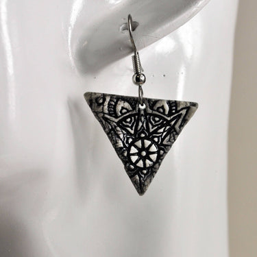 Handmade Earrings, Triangle, Black Jewelry, USA,original