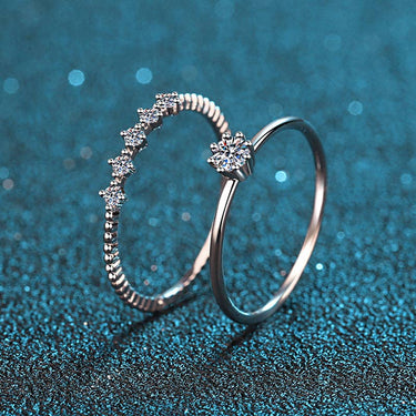 Set Two Moissanite Engagement Ring in 925 Sterling Silver