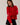 Model wearing red Round Rolled Hemline Detail Thin Sweater Cardigan with black shorts