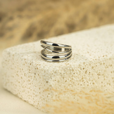 Silver Multi Wave Lines Ring