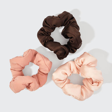 Recycled Fabric Cloud Scrunchies 3pc Set - Rosewood - Scrunchies & Hair Ties