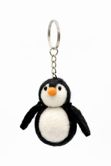 Hand felted penguin bag charm for handbag