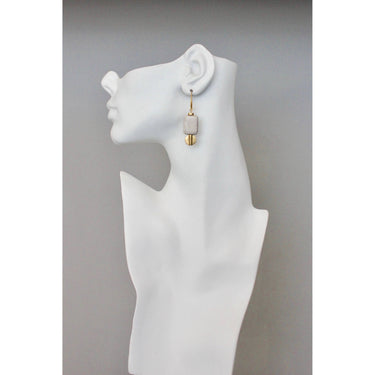 Gray magnesite and brass earrings