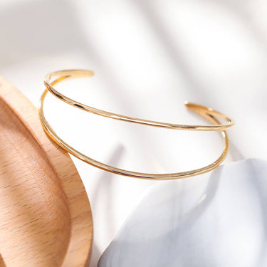 Single Double Line Adjustable Gold Bangle Bracelet