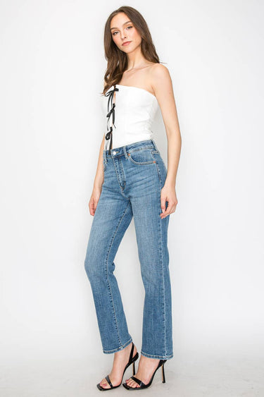 HIGH RISE STRAIGHT LEG JEANS - Jeans