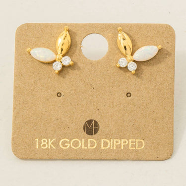 Gold Dipped Opal Butterfly Stud Earrings - G - Studs