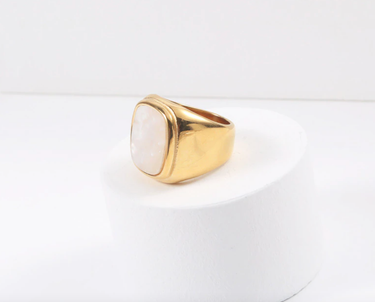 Gabriel - Large Square Signet Mother of Pearl Ring