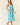 Two Tone Floral Button-Down Bodice Midi Dress in turquoise front view
