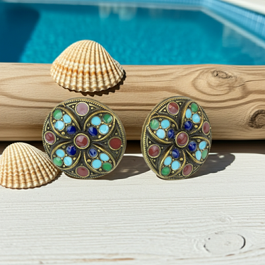 Art Deco Egyptian Revival Post Earring