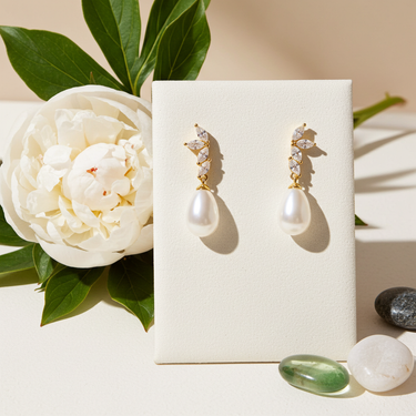 CZ Marquise Pearl Dangle Earrings