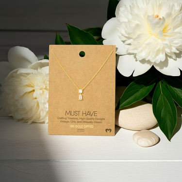Gold Dipped Cz Circle And Oval Pendant Necklace - Rose - Necklace