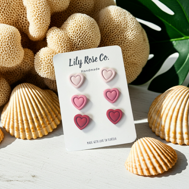 Heart Trio Studs Earrings For Women - Studs