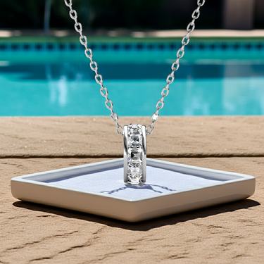 Square Roller Pendants - Silver and Crystal