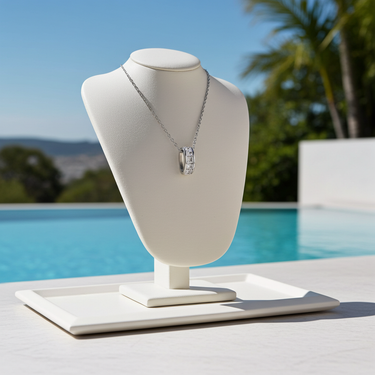 Square Roller Pendants - Silver and Crystal
