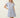 Shop Wall printed mini dress with blue floral pattern, notch neckline, and flutter sleeves on a blonde model